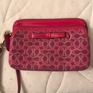 Pink coach coin purse/ wristlet